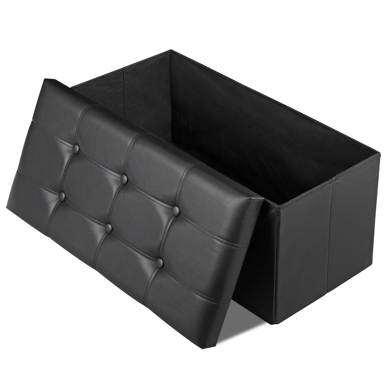 30 inches Folding Storage Ottoman 80L Storage Bench for Bedroom Hallway Black