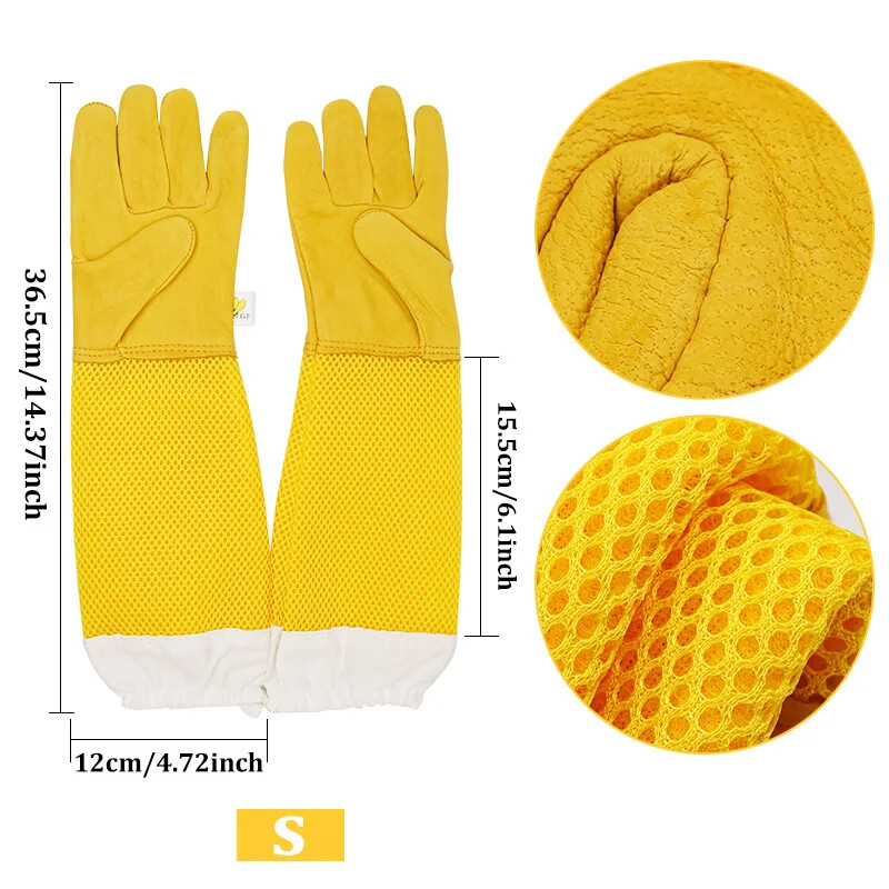 Beekeeper Gloves Protective Sleeves Ventilated Anti Bee for Beehive tools