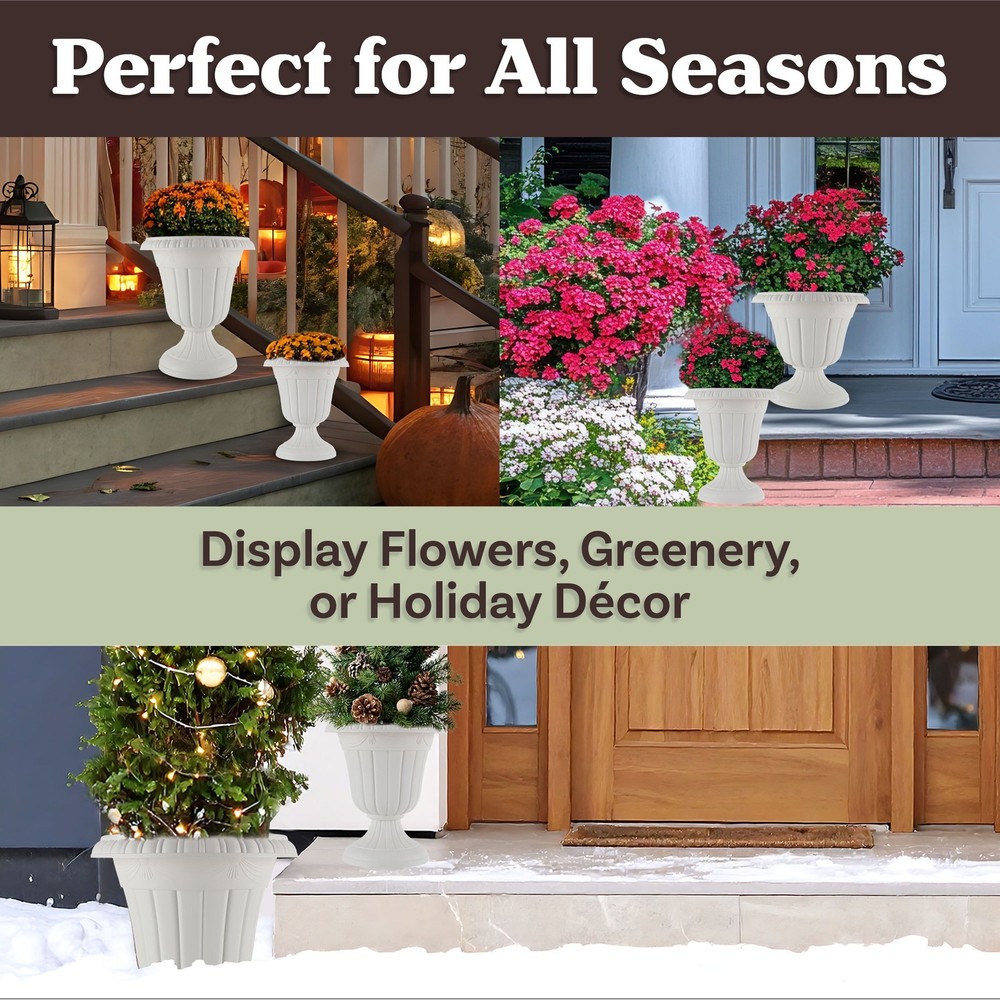 Large & Small Outdoor Urn Planter 2-Pack Brown