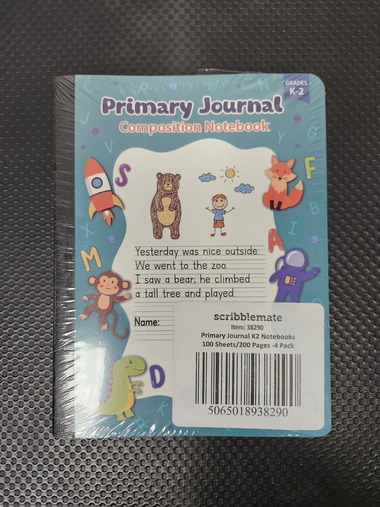 scribblemate Primary Journal K2 Notebooks 100 Sheets/200 Pages -4 Pack Sealed