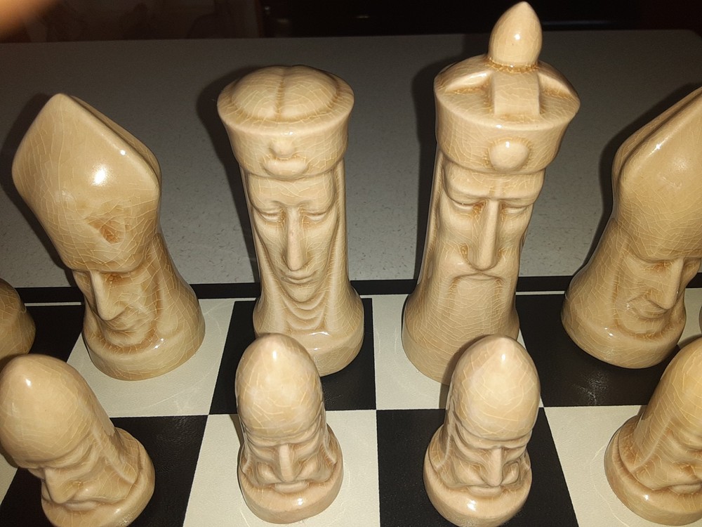 Peter Ganine Red And White Ceramic Chess Set