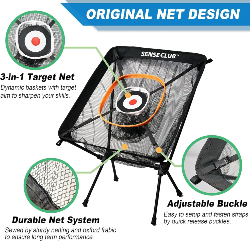 Foldable Golf Chipping Net with Mat & Balls - Heavy-Duty Backyard Practice