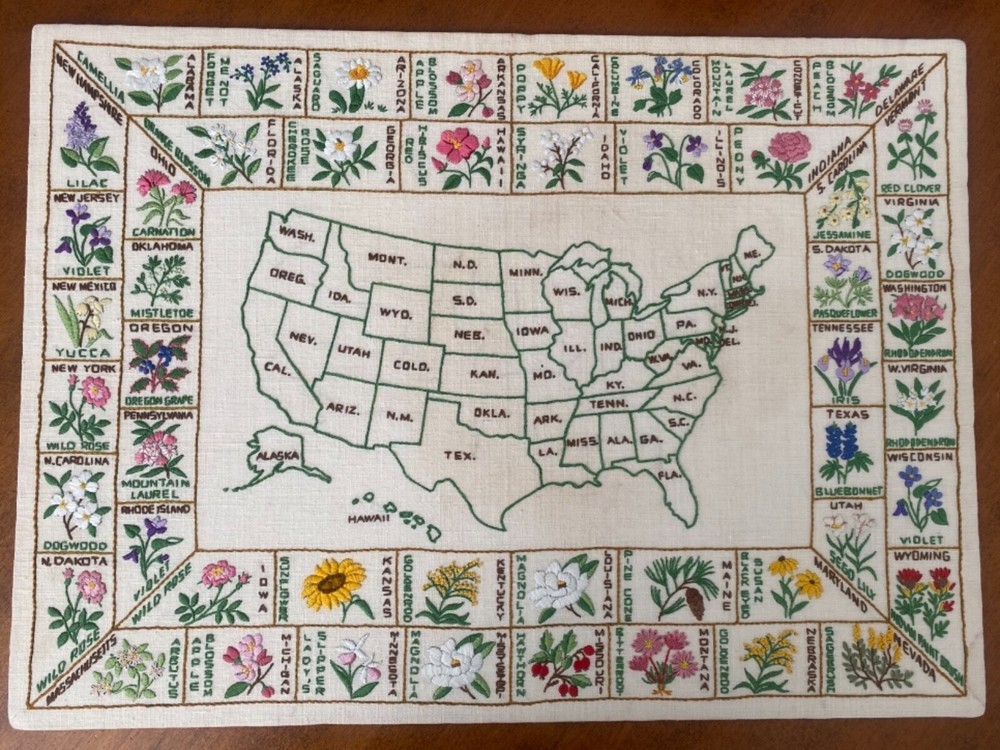 Paragon Embroidery US State Flowers Map