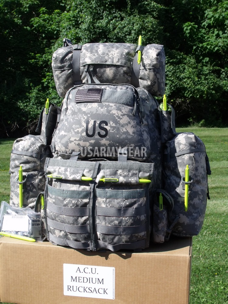 NEW Fully Loaded Molle ACU GI Medium Rucksack Military Backpack Hydration System