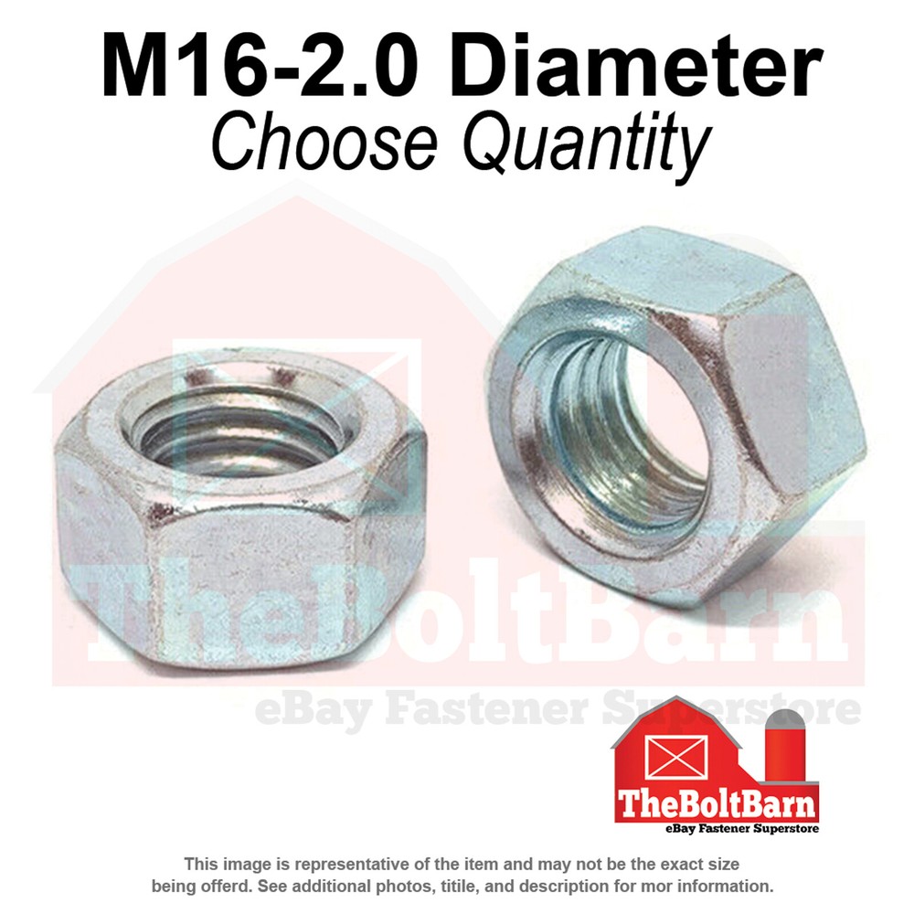M16-2.0 Class 8 Finished Hex Nut Zinc Clear Coarse Thread (Pick Quantity)
