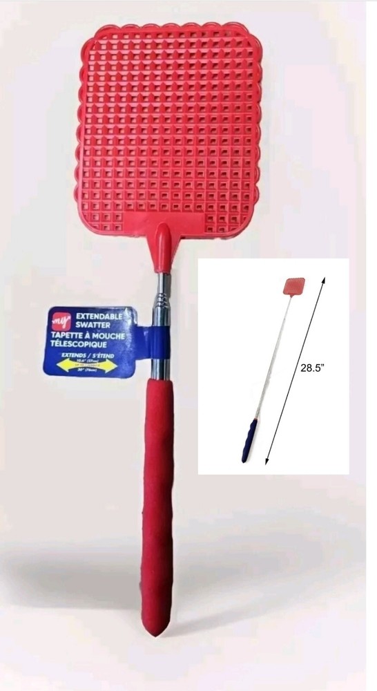 Telescopic Telescoping Fly Swatter Bug Mosquito 28" Extendable Insect Killer