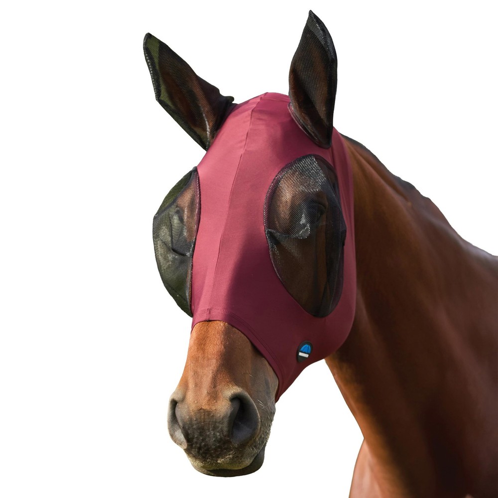 ComFiTec Stretch Fly Mask with Ears, Burgundy/Black, Large