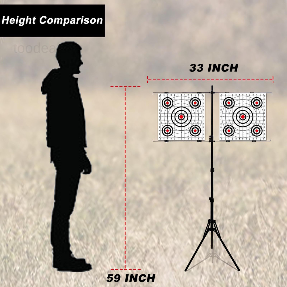 Adjustable Paper Target Holder with 10pcs Compact, Black