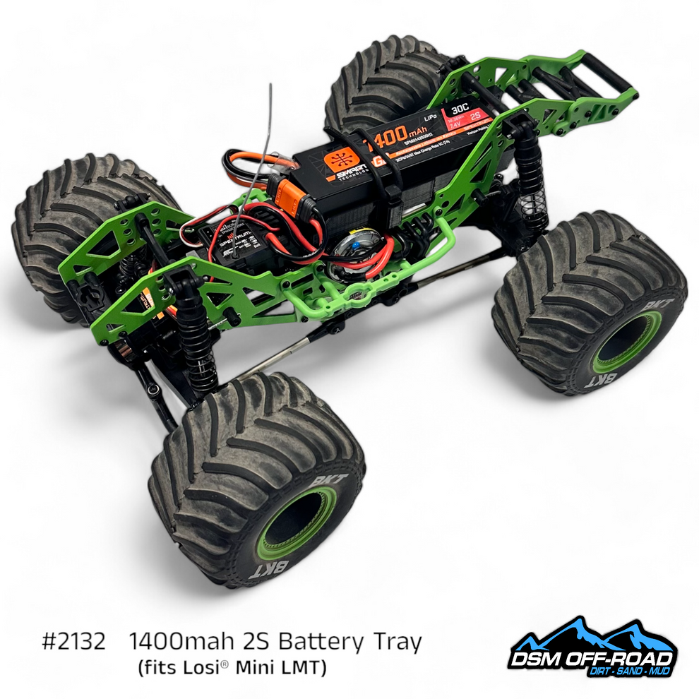 1400mah 2S Battery Tray (Fits Losi® Mini LMT) Works with stock 810mah 2s Lipo