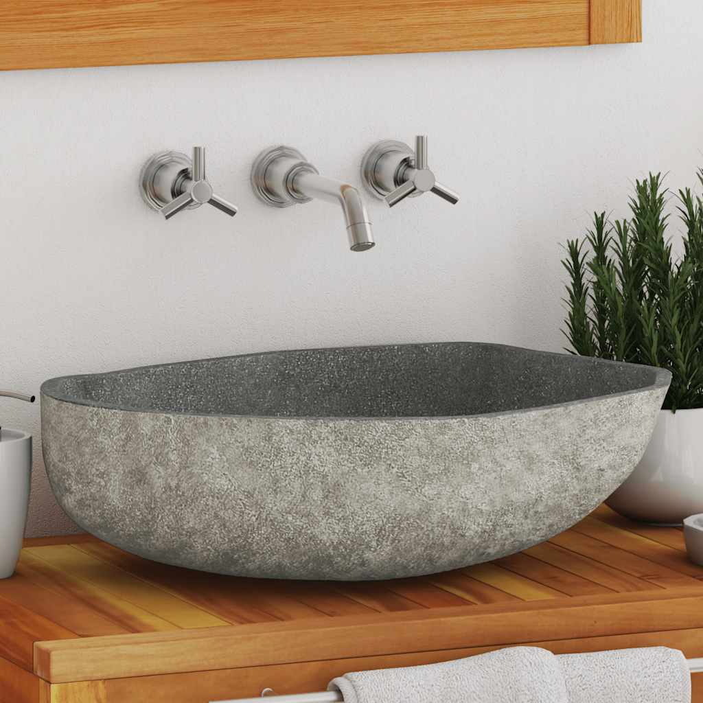 Bathroom Basin, Vessel Sink, River Stone vidaXL