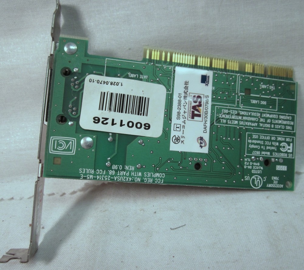 3Com 3CP2974A GTY PCI Modem Used