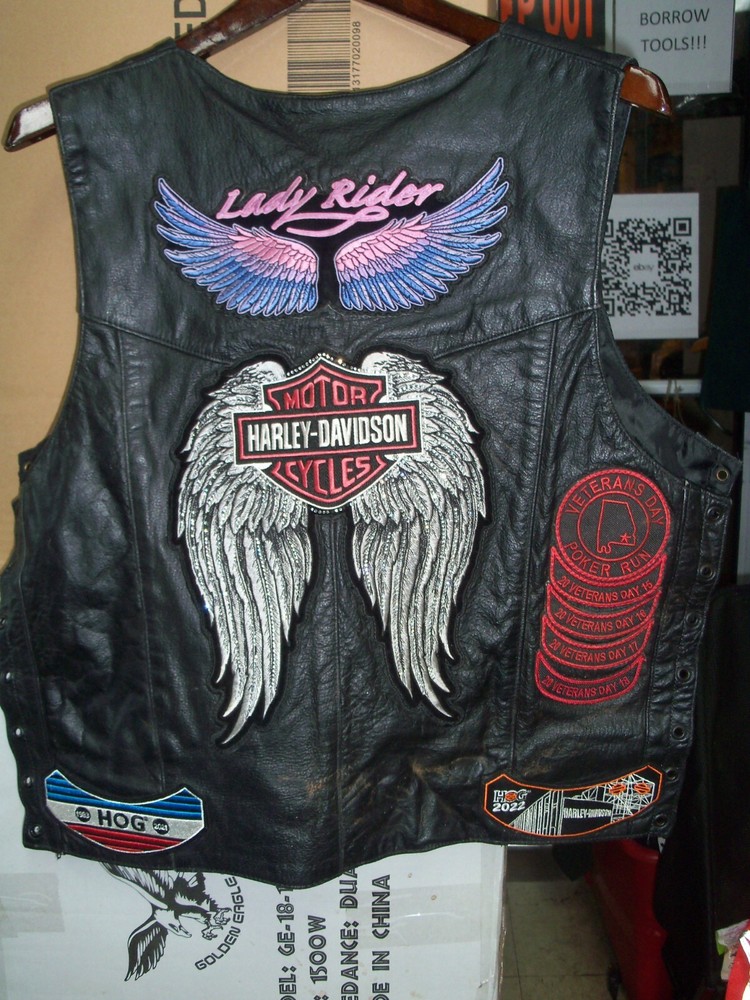 VEST, LADIES, MOTORCYCLE, LEATHER (LARGE)