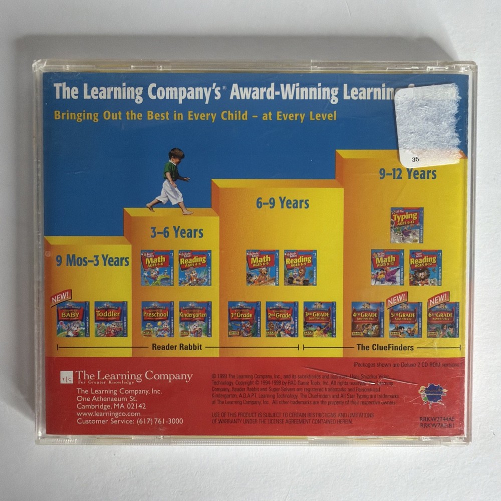 Learning Company Reader Rabbit Personalized Kindergarten Ages 4-6 (CD- ROM,1999)