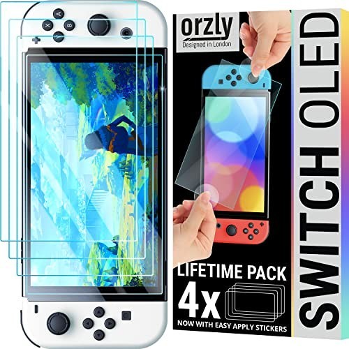 Tempered Glass Screen Protector for Nintendo Switch OLED - 4 Pack, Lifetime Edit