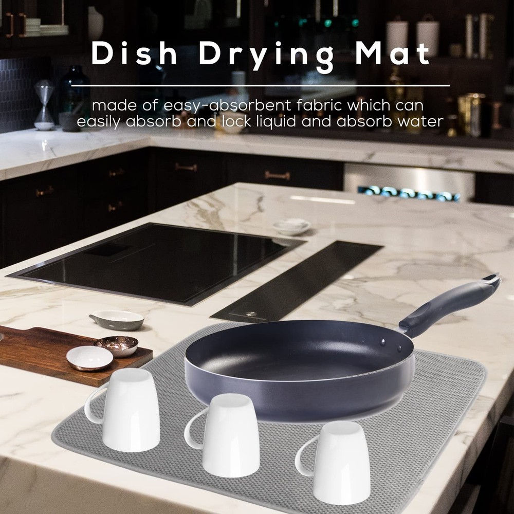 2 Pack Microfiber Dish Drying Mat,Absorbent Dish Drainer Kitchen Counter,Supe...