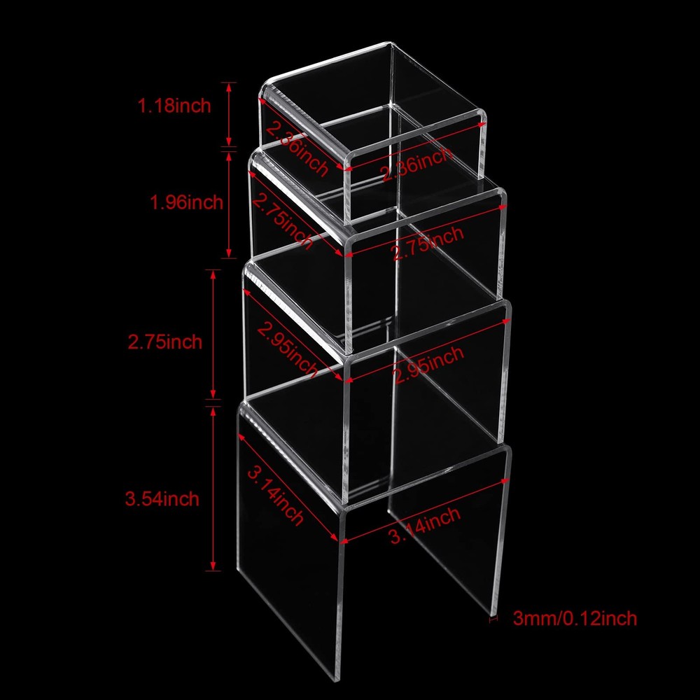 Chuangdi 20 Pcs Acrylic Display Risers, Clear Product Medium Set,