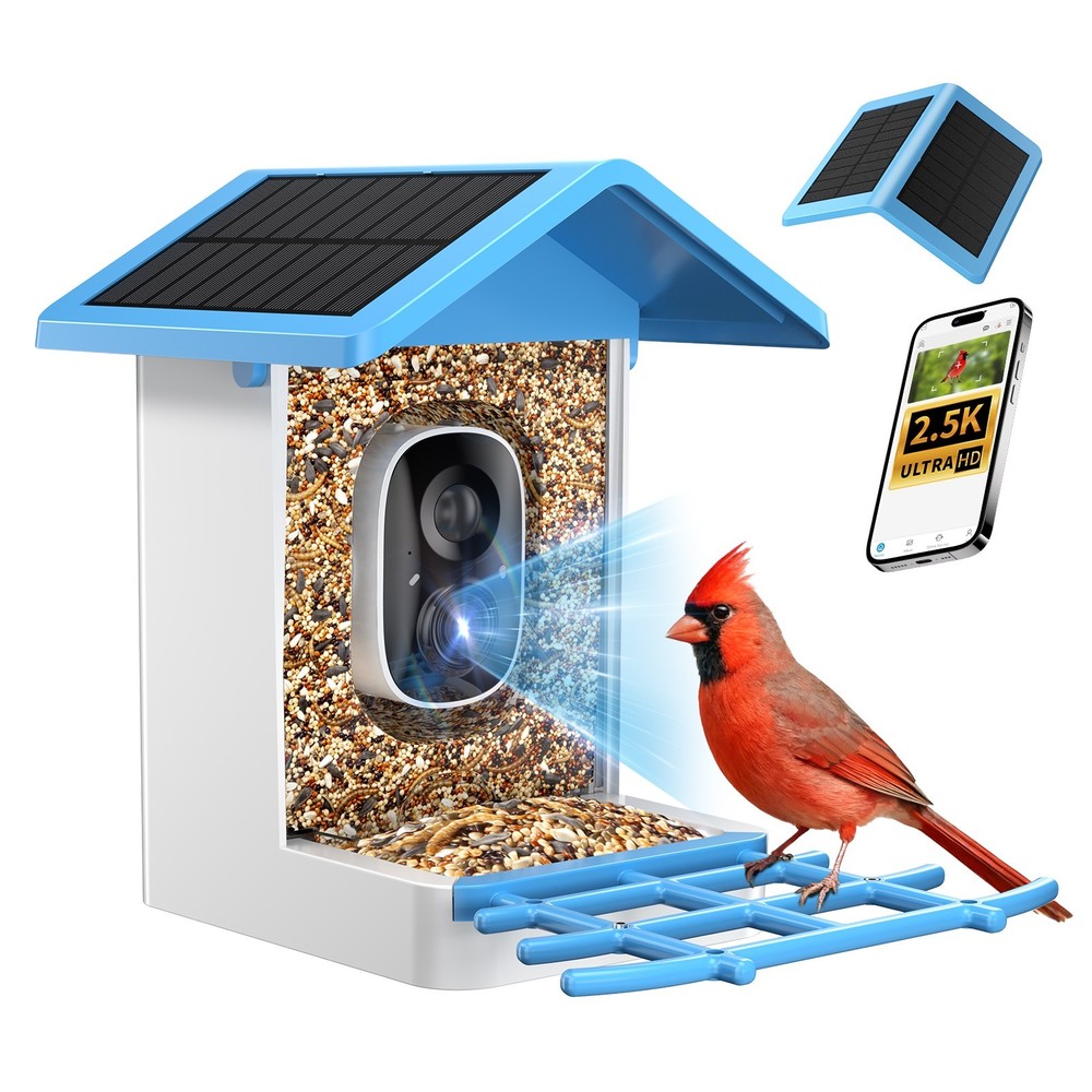 Smart Bird Feeder with Camera Solar Powered Camera Bird Feeder 2.5K Live Feed