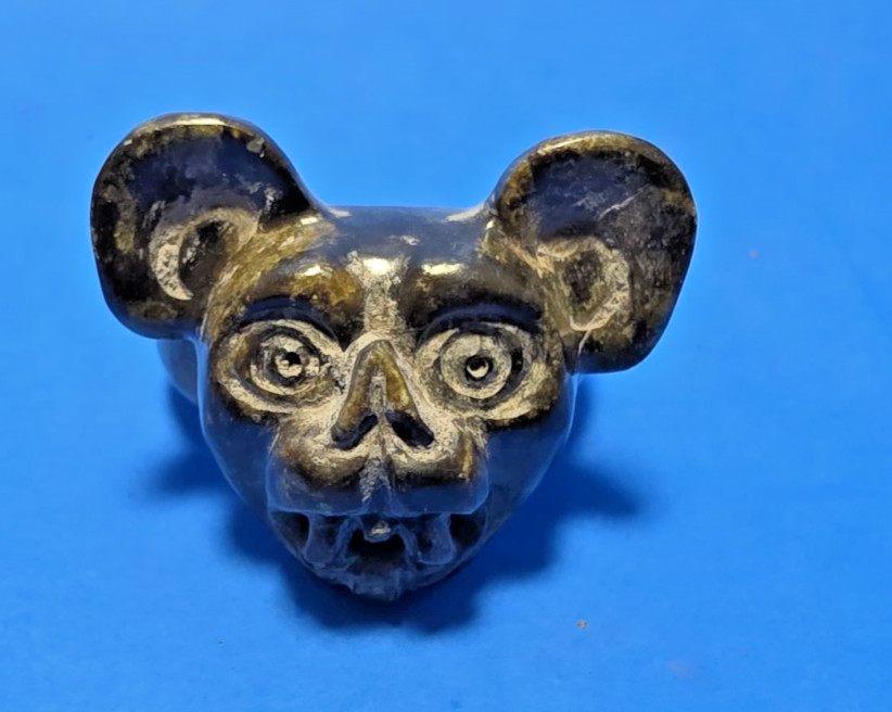 PRE-COLUMBIAN ZAPOTEC SERPENTINE STONE CAMAZOTZ GOD RING