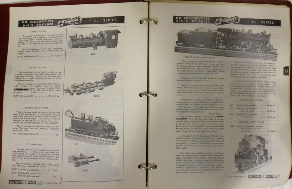 Roundhouse Model Die Casting 1956 Data Book Sheets & Binder