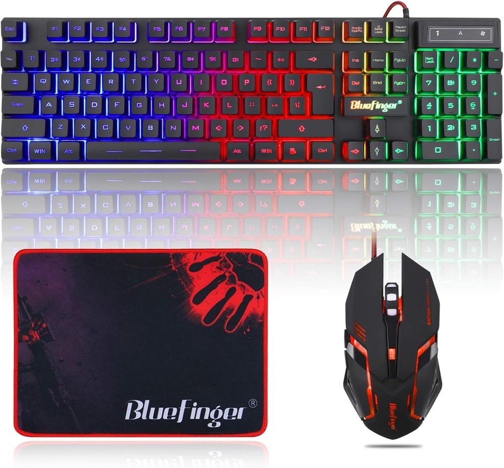 Ergonomic RGB Gaming Keyboard with Backlit Mouse Combo - Ideal for Laptops & PCs