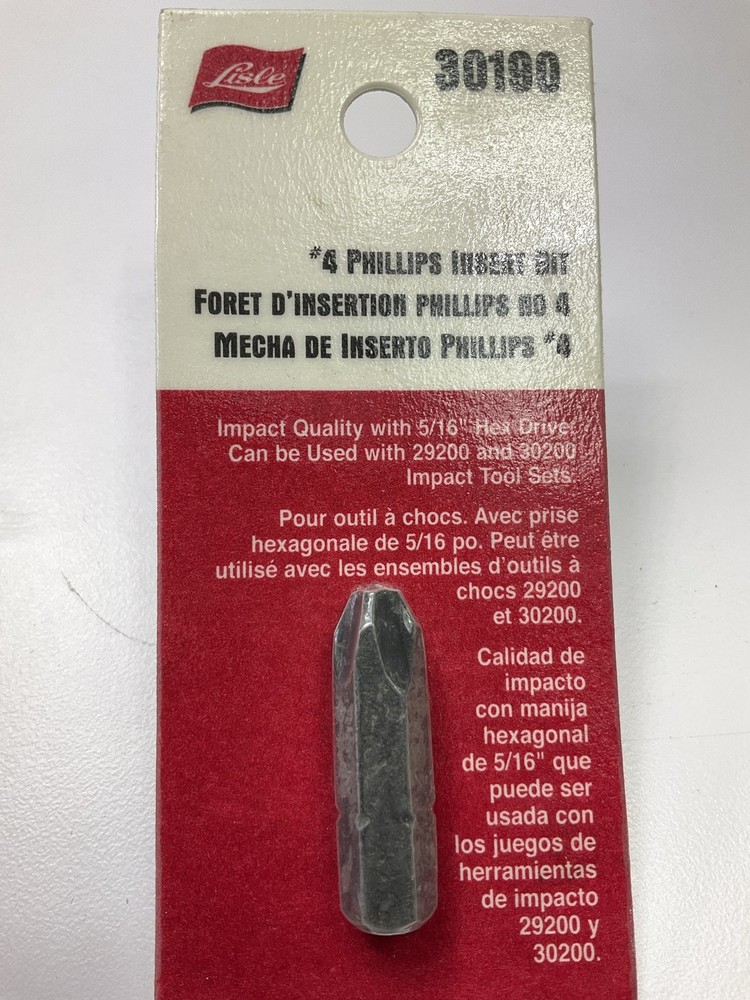 Lisle 30190 5/16" Drive Insert Bit, #4 Phillips
