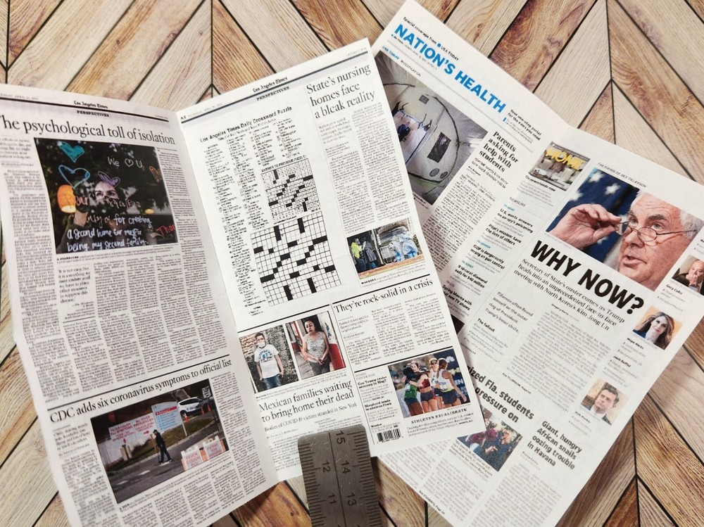1/6 SCALE Miniature US Newspapers TWO (2)