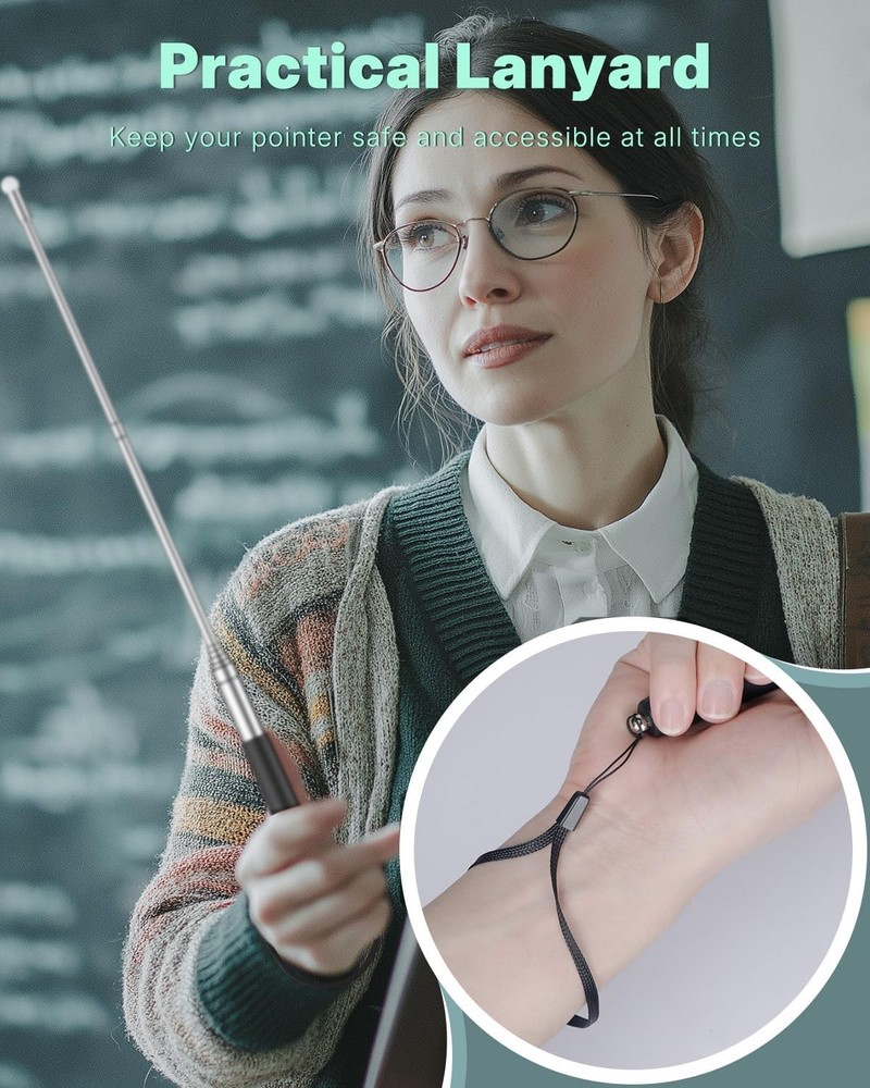 Uniclife 2 Pack Retractable Teacher Pointer Stick for Classroom 2