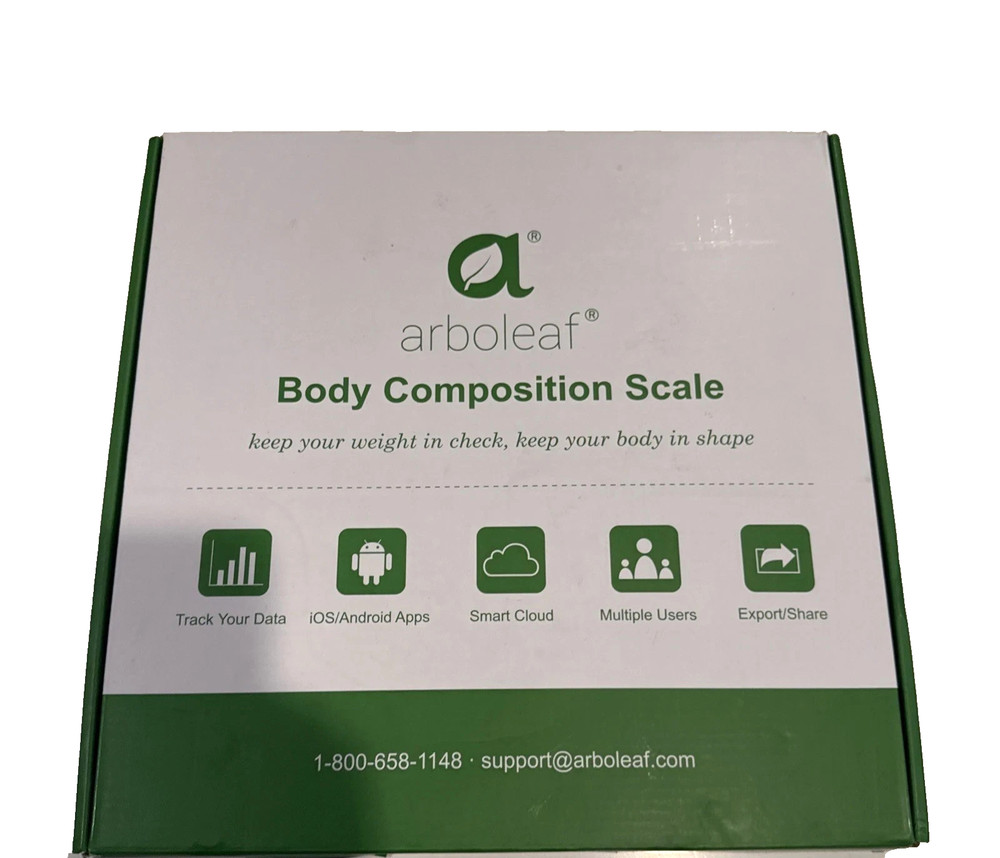 Arboleaf CS20W Body Composition Scale Smart Bluetooth Digital Black IOS Android