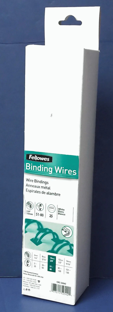 Fellowes 3/8" Wire Binding White Combs 80 Sheet Capacity  25 Pack