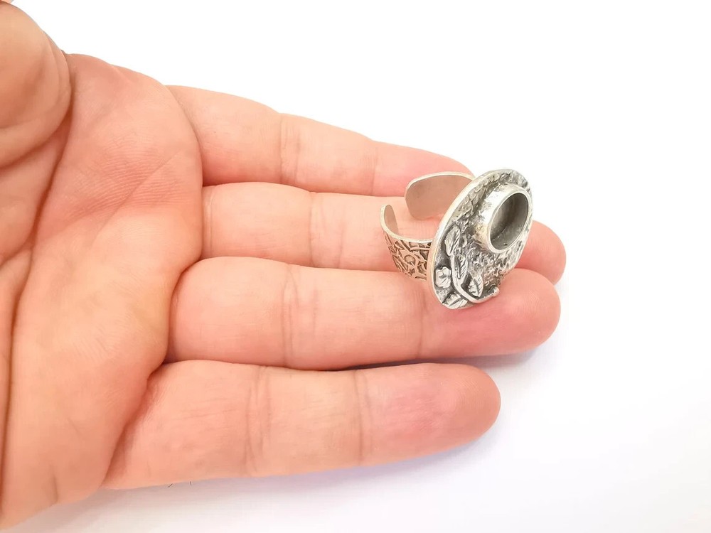 Leaf Ring Blank Settings, Cabochon Mounting, Adjustable Resin Ring Base 10mm