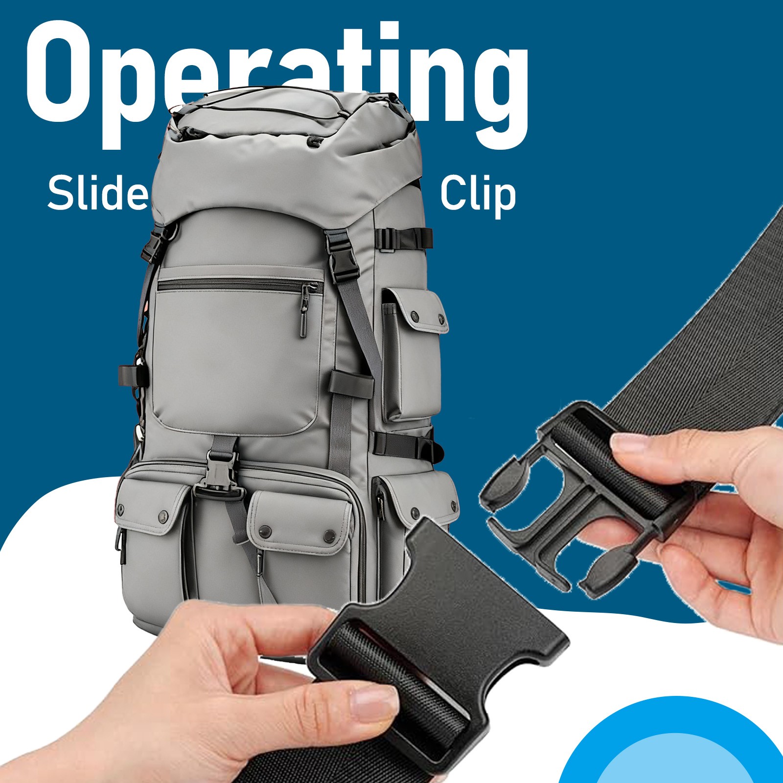 2 Inch/5cm 11 Yards Nylon Webbing Strap w/10 Set Plastic Buckles Side Release