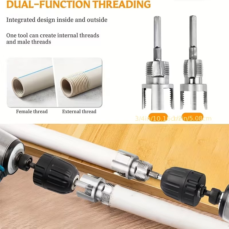 Integrated Internal & External Pipe Threading Tool For 1/2'' 3/4'' Water Pipe US