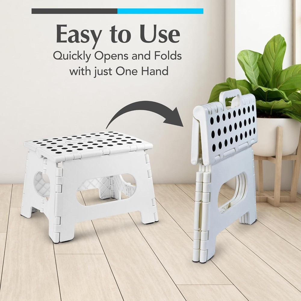 Versatile Lightweight Step Stool - 9-Inch Folding Stool for Kitchen & Bathroom