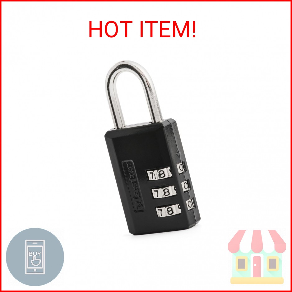 Master Lock Black Combination Padlock, Indoor Gym Locker Lock with Customizable