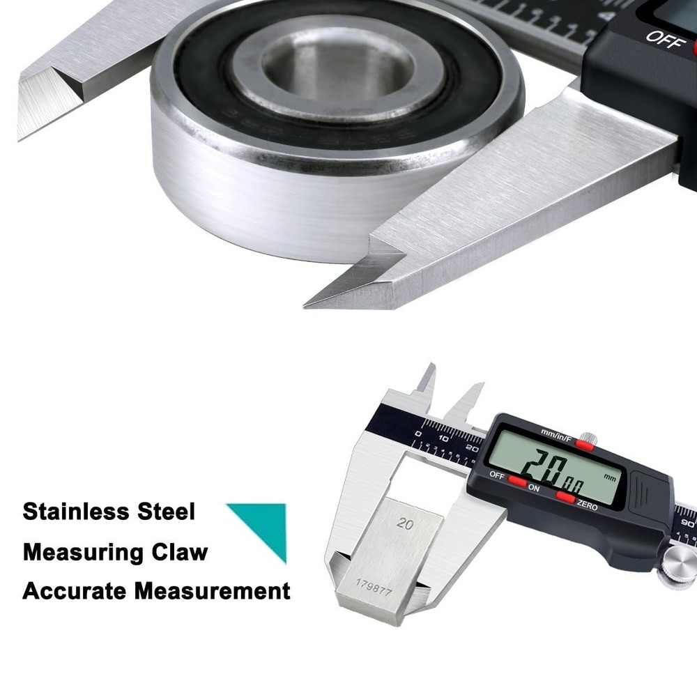 Versatile 8 Inch Digital Micrometer Caliper - Large LCD & Fraction Conversion