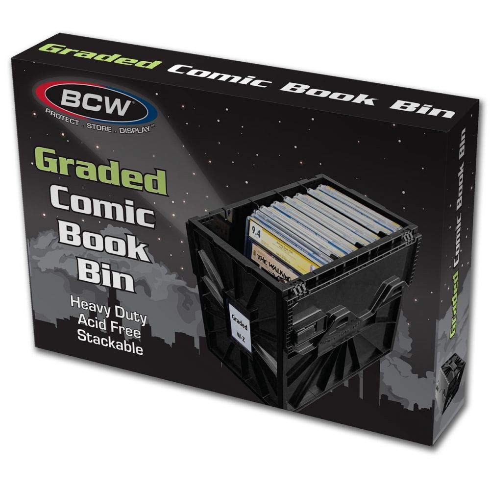 Graded Comic Book Bin with Partition – Black (1 Pack) | Holds 30 Graded Comic...