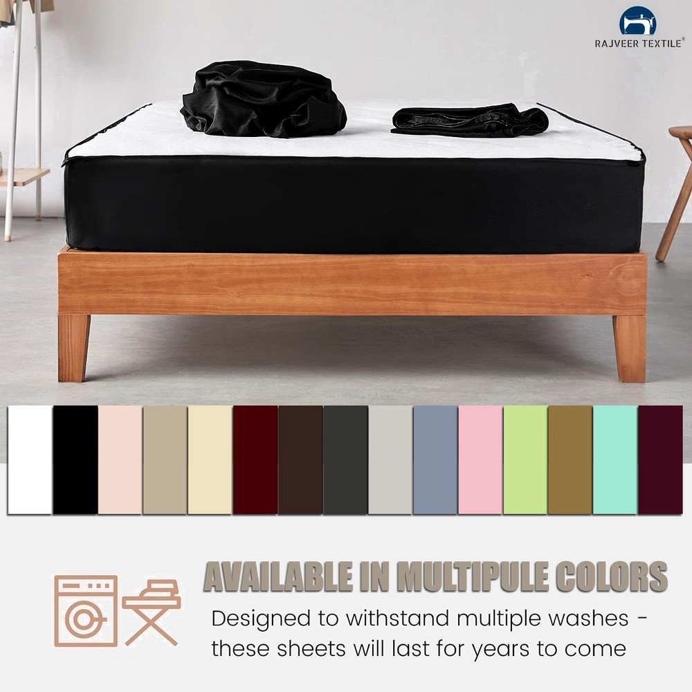 Zip On Fitted Sheet - Includes 1 Fitted Base + 2 Zip Sheet - Easy to Change, ...