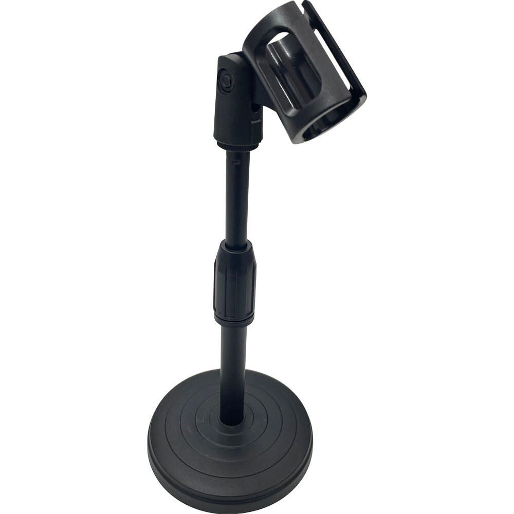 Adjustable Desktop Microphone Lifting Stand Mini Round Base with Mic Clip