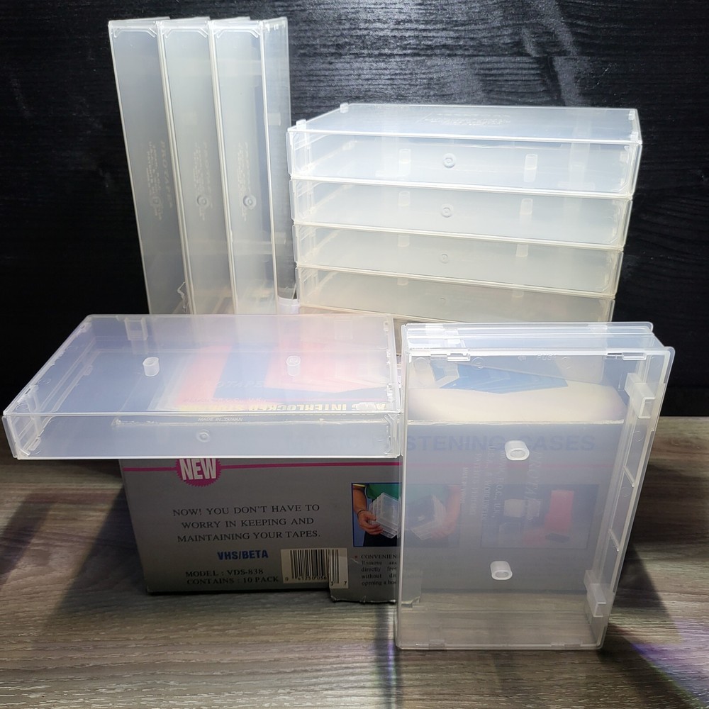 10 VHS CASES - LOCKING DESIGN - IN BOX