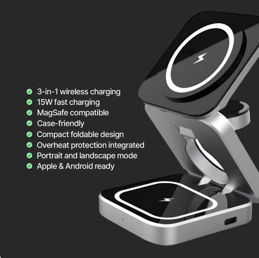 ChargeDeck 3-in-1 Foldable Wireless Station - For Apple & Android