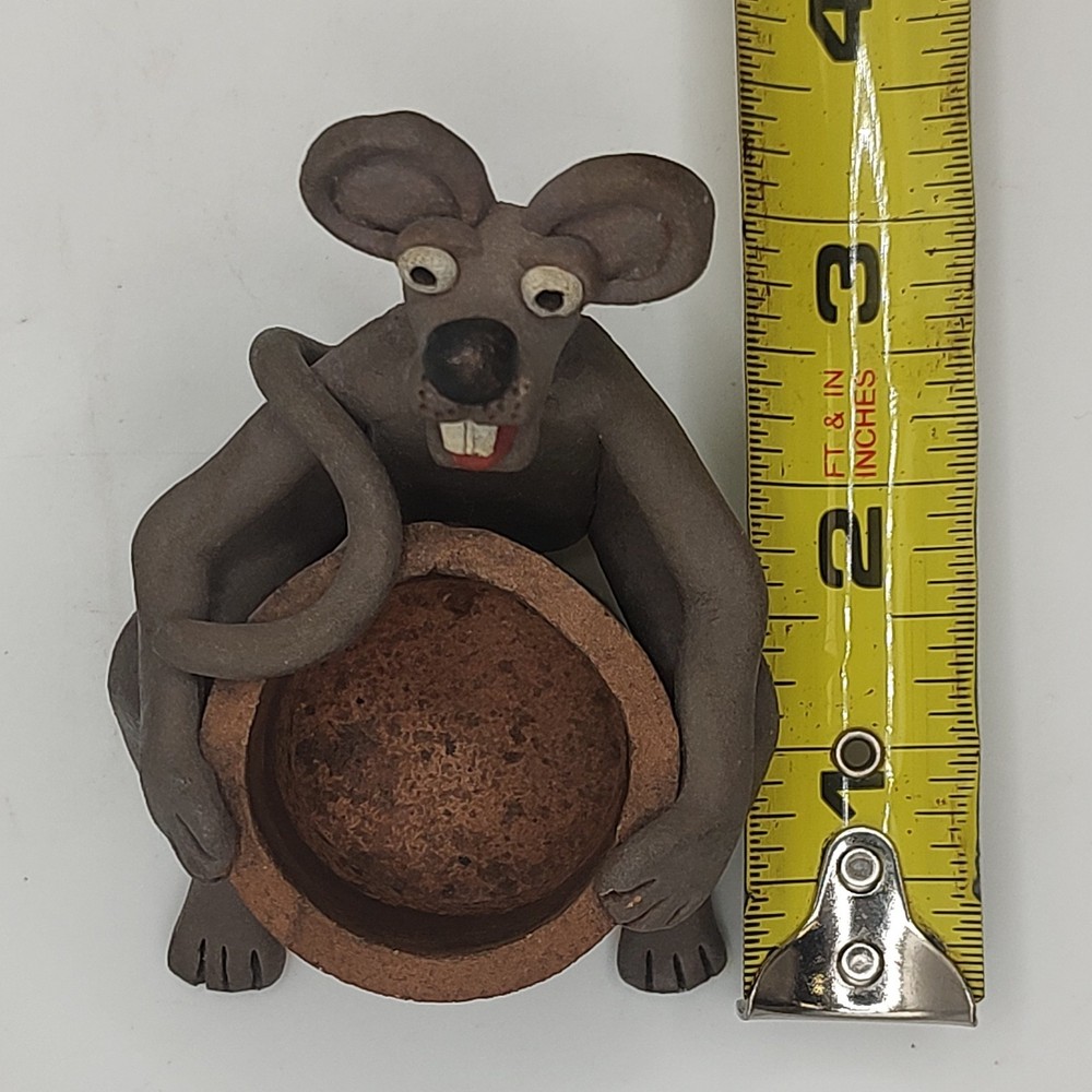 Adorable Handmade Clay Mouse Planter / Toothpick Holder