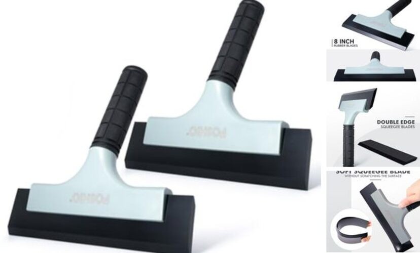 All-Purpose Car Window Squeegee, 2 Pack 8 inch Double Edge Squeegee Blades
