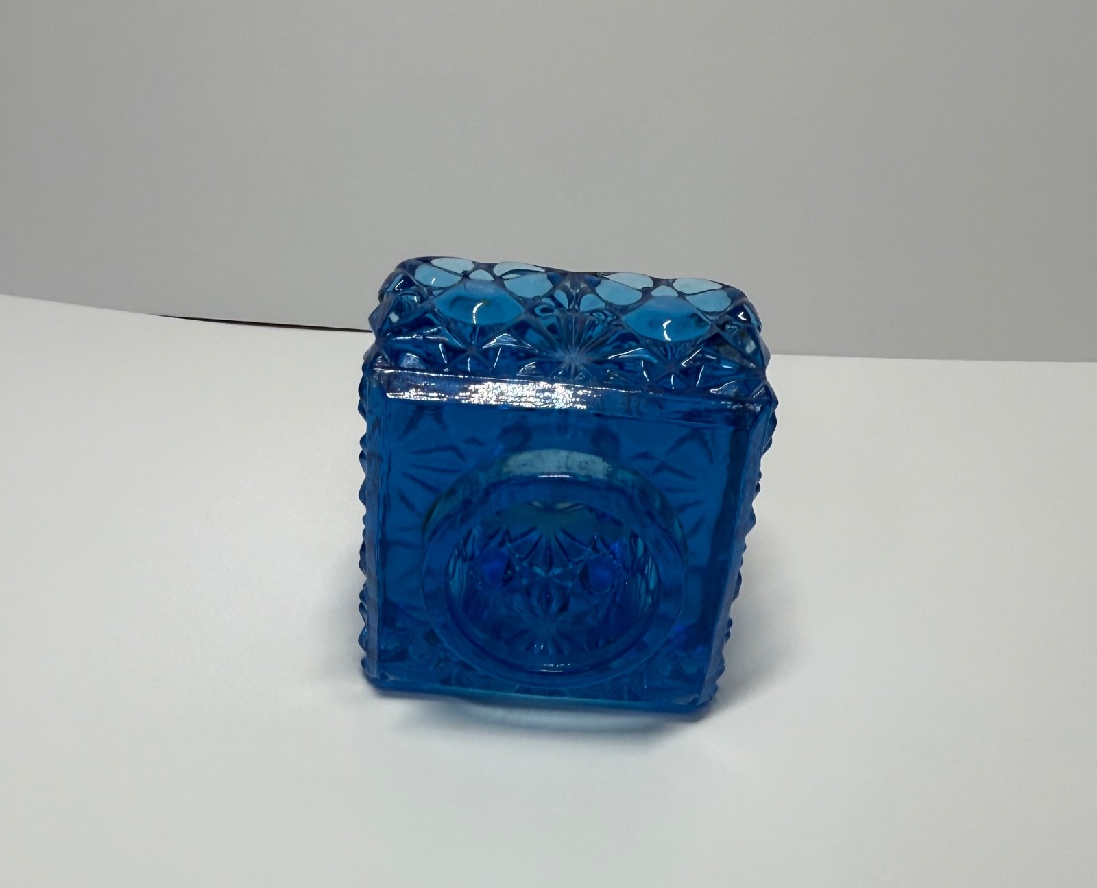 Vintage glass inkwell turquoise / cobalt Blue