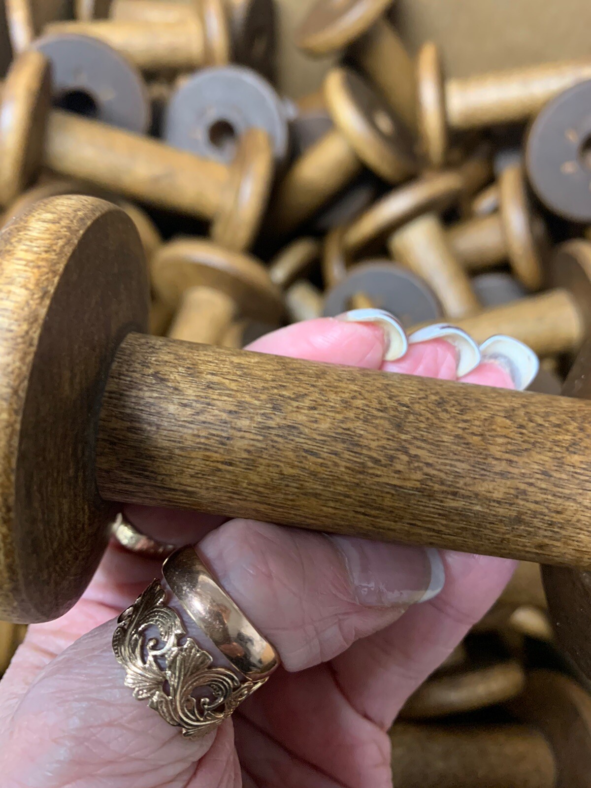 5 Silk Spools Bobbins Wood Factory Reclaimed Industrial Quills Wooden Textile