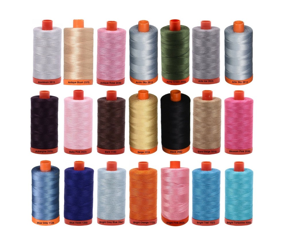Aurifil 50WT Solid - Mako Cotton Thread - 1422 Yards Each Spoon