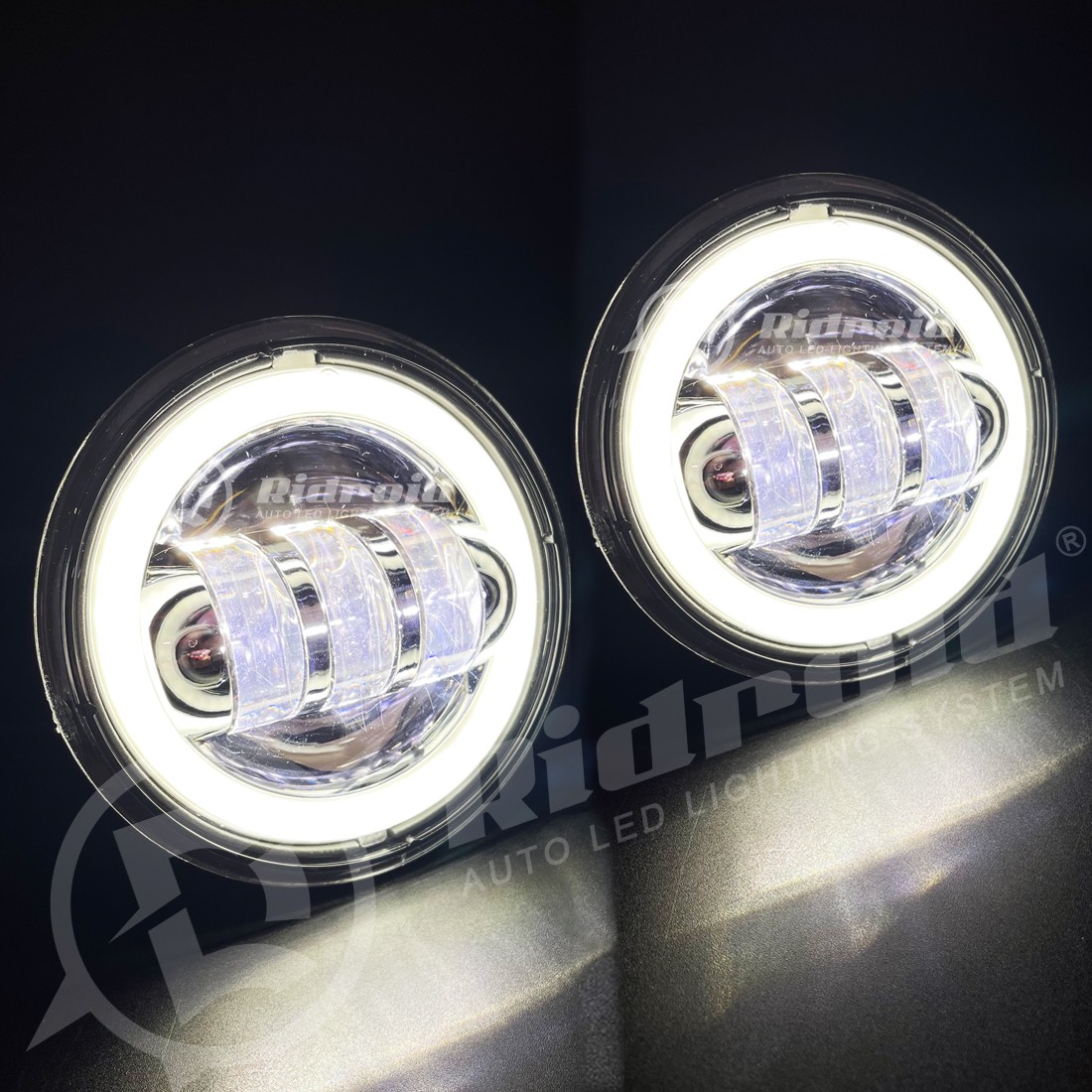 Halo 4.5" Passing Turn Signal Lamp Driving Fog Spot Lights For Harley Motorcycle