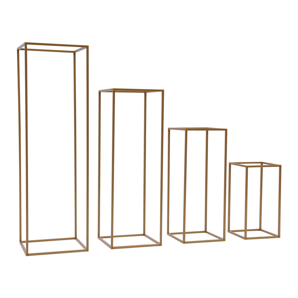 4PCS Gold Flower Stand Rectangular Rack Set For Wedding Table Centerpieces Decor