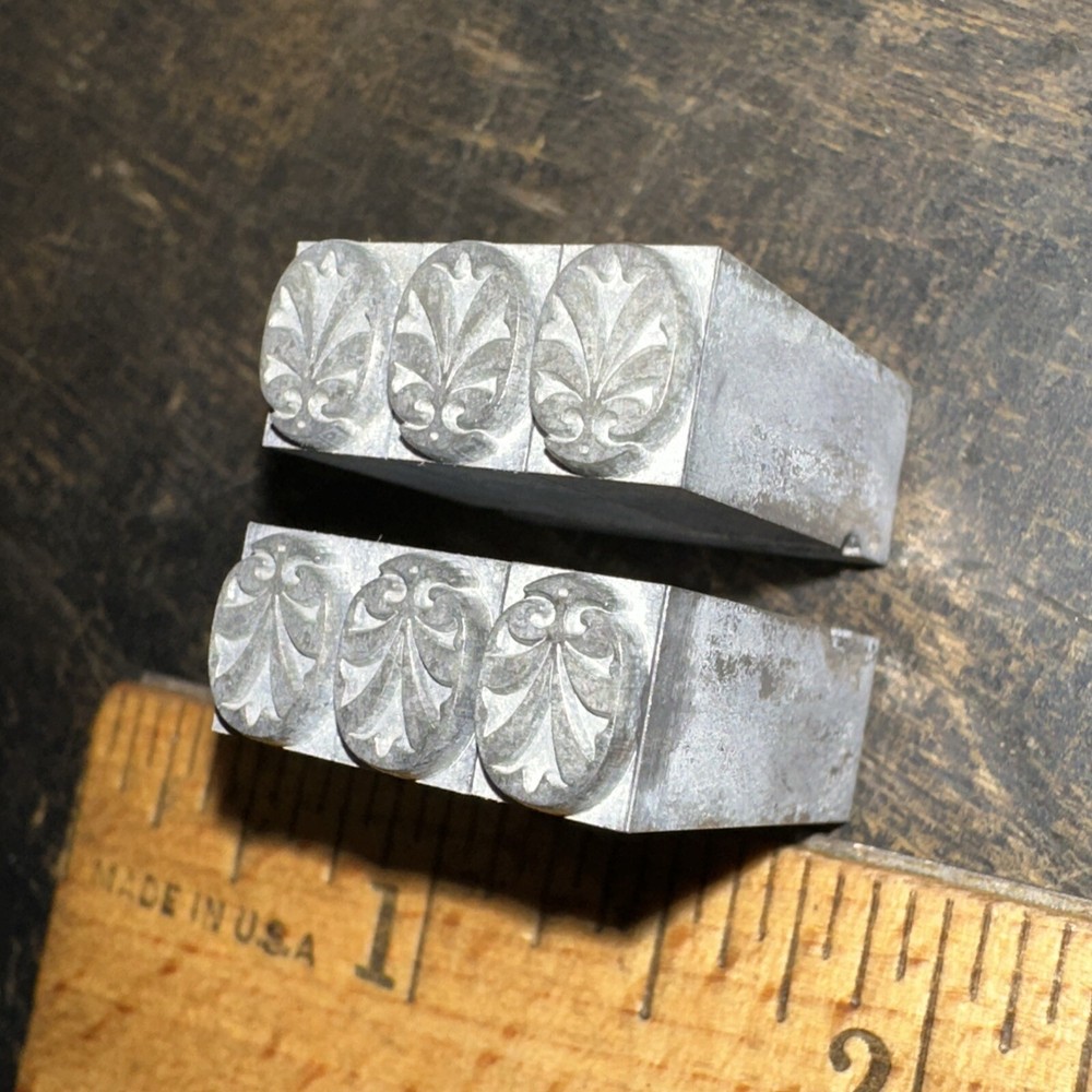 Printing Blocks ( 6 Ornamental Lead Borders ) Nice Lines!