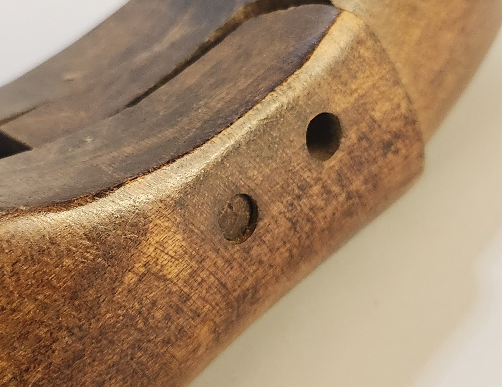 VTG Wood Shoe Cobbler Form Mold Primitive Antique Folk Art Decor Hinged Knob 11"