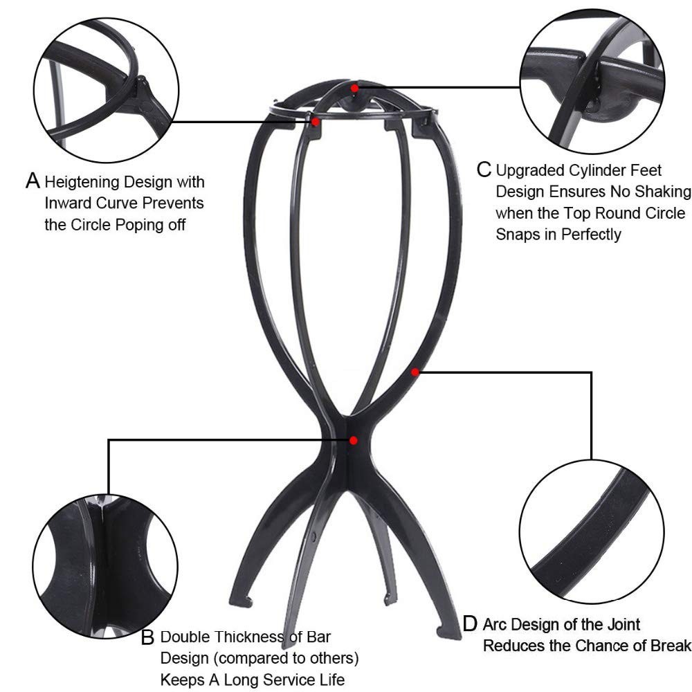 Plastic Wig Stand Hat Display Mannequin Head Stand for Styling Drying Display